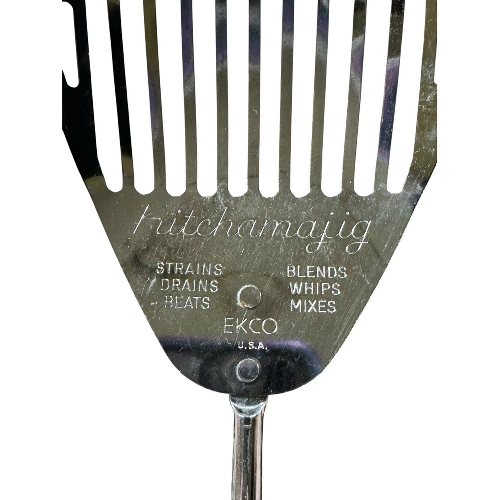 Vtg EKCO Kitchamajig 6-in-1 Chrome Plated 12.5" Slotted Spatula Mixer Strainer - Picture 2 of 6